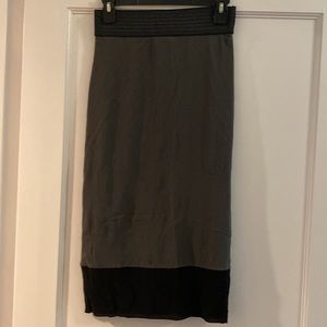 Gray and black nylon midi skirt